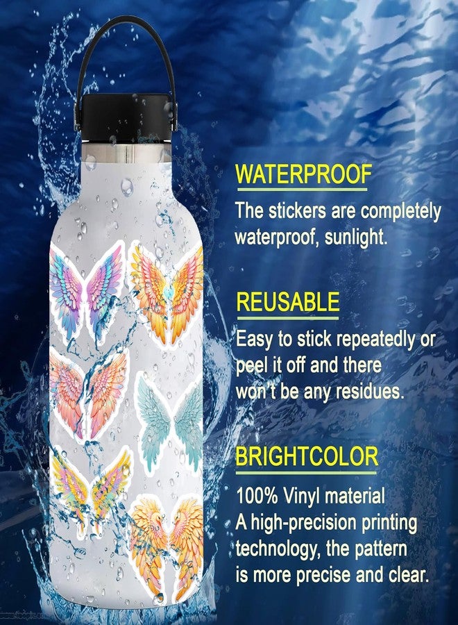 EXO DECOR ملصقات أجنحة الملائكة - 60 قطعة من أجمل ملصقات أجنحة الملائكة الواقعية لأجهزة الكمبيوتر المحمولة، والقيثارات، والهواتف، والأجهزة اللوحية، وألواح التزلج، والدراجات الهوائية، والدراجات النارية، والخوذات - مقاومة للماء_1010 C - Image 4